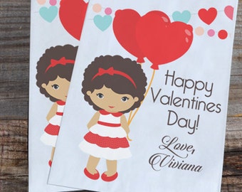 Little Girl Valentines Day Personalized Goodie Bags for School or Daycare, PreK Giveaway