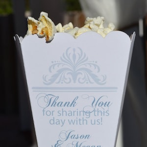 Thank You Wedding Popcorn Bar Boxes, Popcorn Box, Candy Bar Containers, Engagement Party Favor, Old Fashioned Wedding