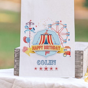 Birthday Carnival Tent Party Bags – Circus Theme Treat Bags, Popcorn Bags