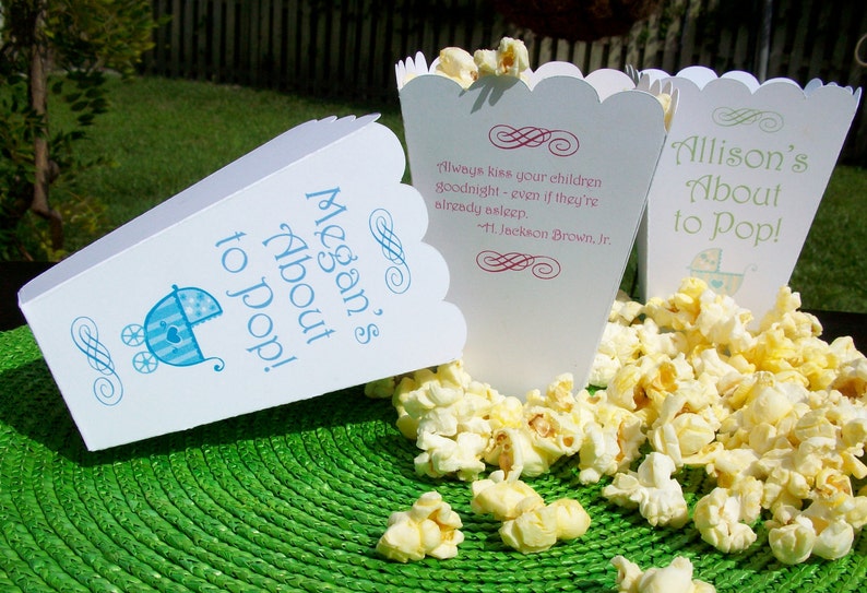 About to Pop Baby Shower Popcorn Boxes Personalized Baby Boy Etsy