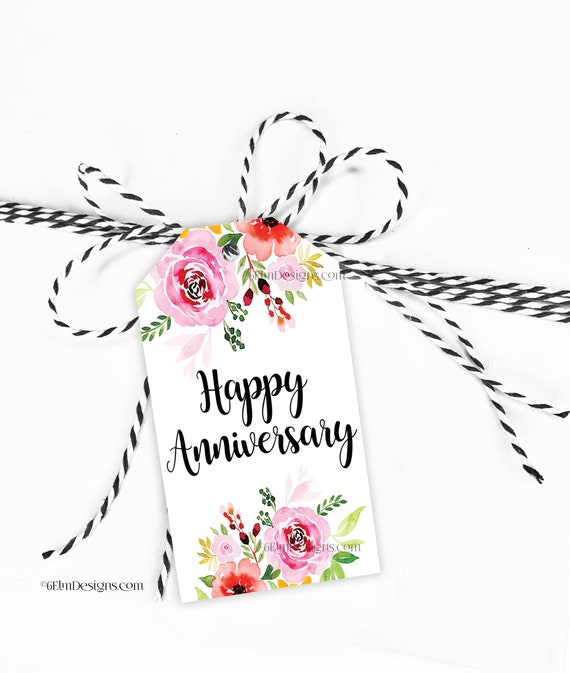 Happy Anniversary Digital Print at Home Tag, Anniversary Flowers Goody Bag  Tag, Printable Tags -  Canada