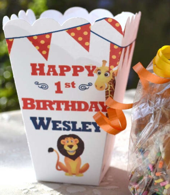Circus Popcorn Boxes for Personalized Kids Birthday Circus Theme Favors Circus Theme Party