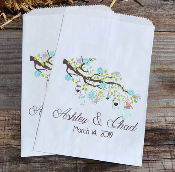 Wedding Candy Bags Tree with Mason Jars Favor Bags | Birds Wedding Favor Bags | Country Wedding Bags | Wedding Candy Bar | Candy Buffet Bags Il_570xn