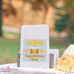 Happy Birthday Beer Cheers to You Favor Bags, Adult Male Birthday Popcorn Bags, 21st Birthday Favor Bags image 7