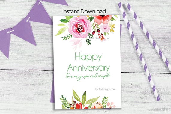 Instant Happy Anniversary Greeting Card, Downloadable Anniversary Card for a Special Couple, Print at home Anniversary Card Il_570xn