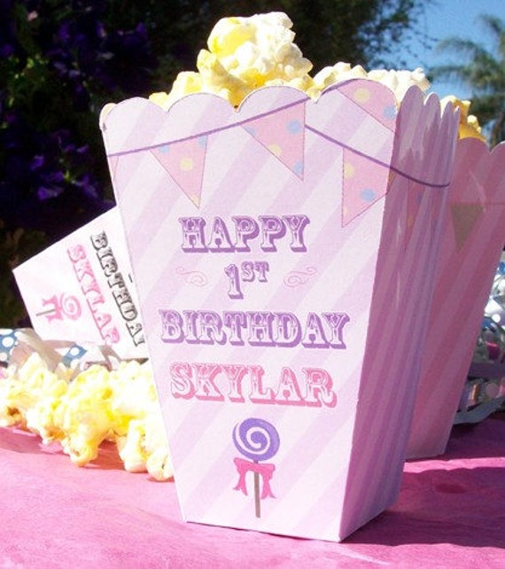 Carnival Popcorn Boxes | Girls Birthday Circus Theme Favors | Carnival Favors | Movie Night Popcorn Box | Carnival Theme Birthday | Bunting Il_570xn