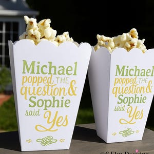 Personalized Engagement Popcorn Boxes: Custom Printed Party Favors