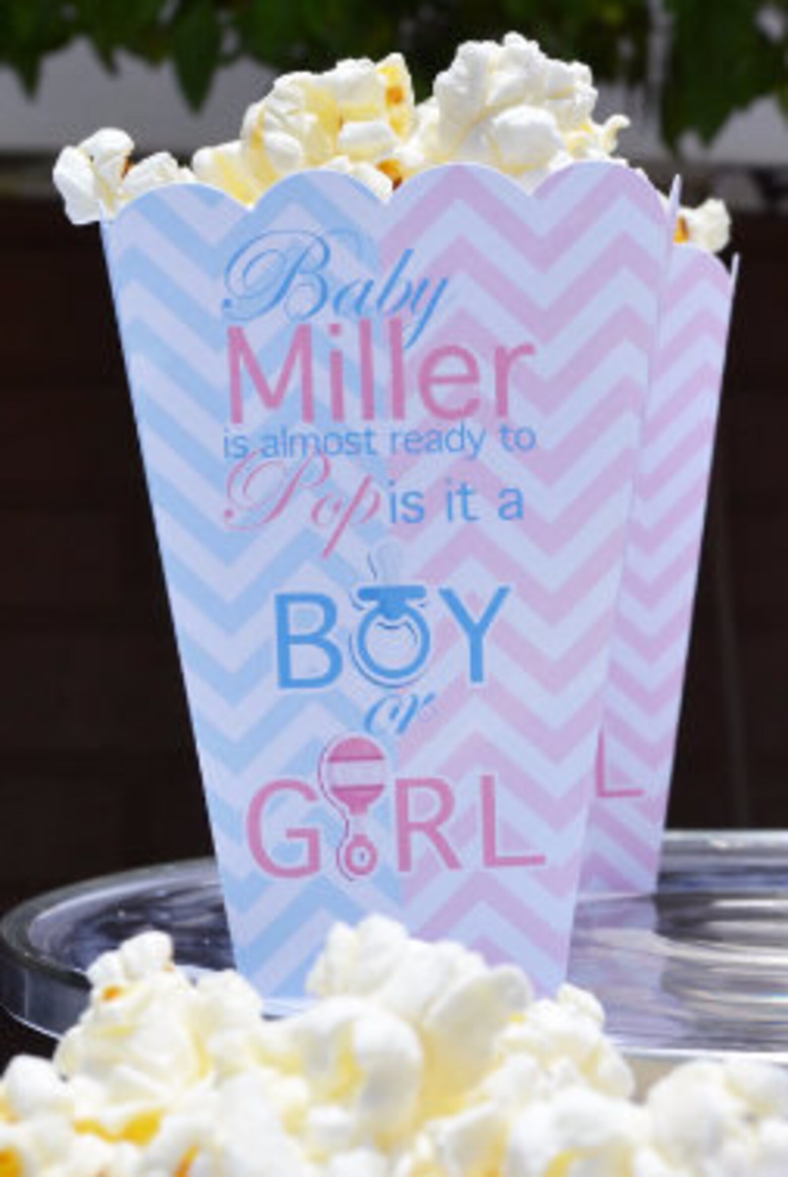 Gender Reveal Party Popcorn Boxes Baby Sex Unknown Shower Etsy
