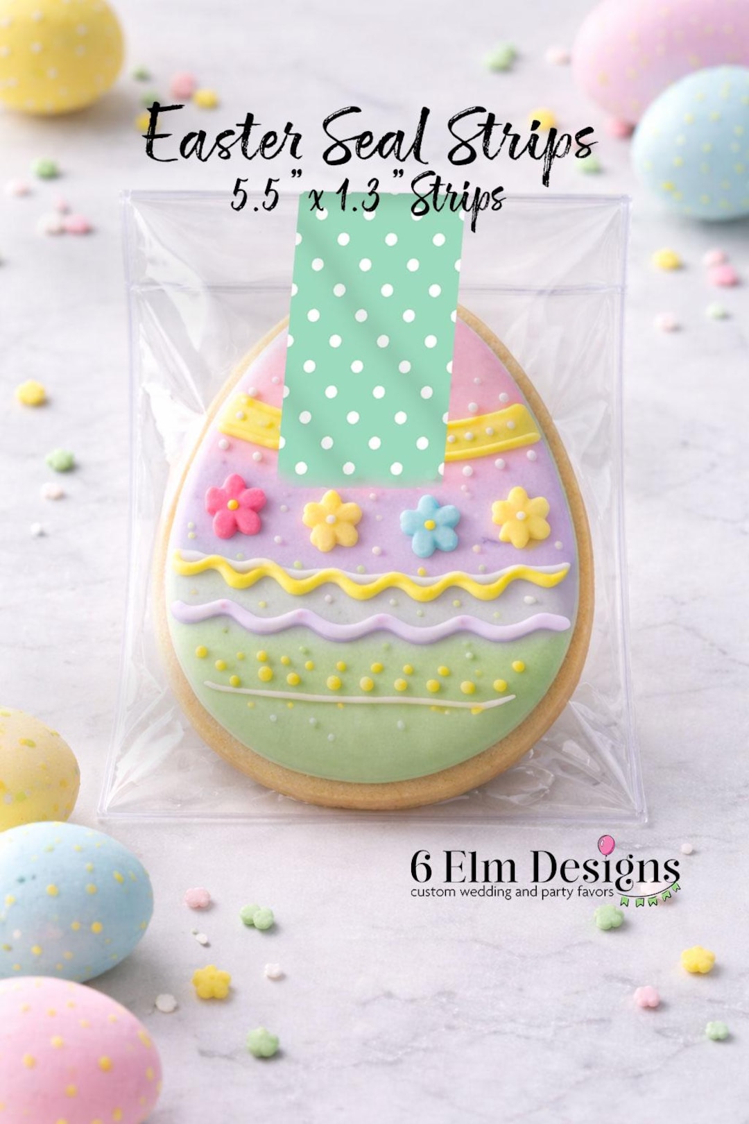 Spring Stickers For Cookies Easter Sticker Strips: Green With White Polka Dot, Cookie & Treat Box ...