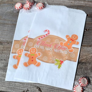 Gingerbread Man Candy Cane Christmas Cookie Bags Christmas Candy Bags Holiday Party Favors Christmas Goodie Bags Popcorn Bags image 4