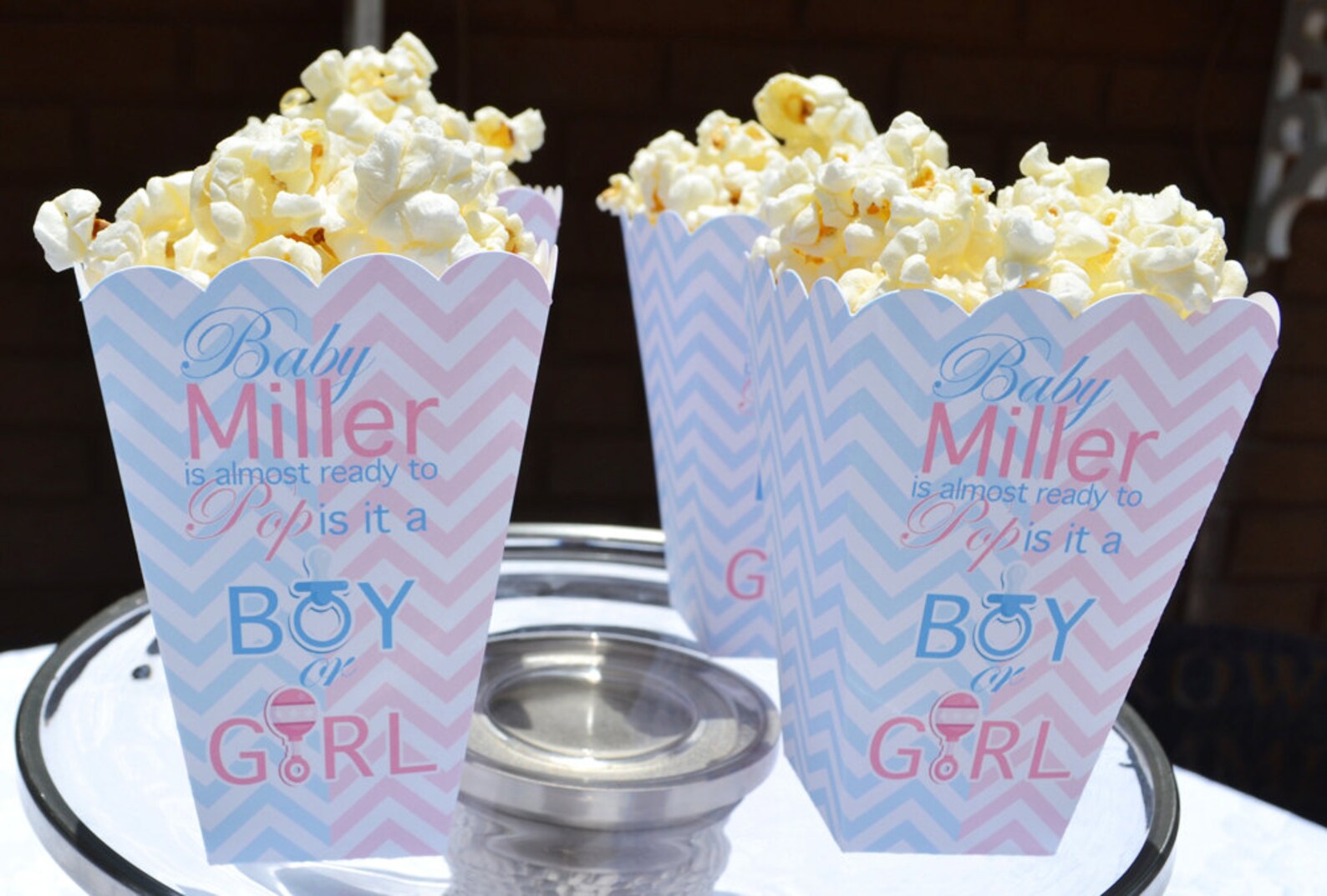 Gender Reveal Party Popcorn Boxes Baby Sex Unknown Shower Etsy