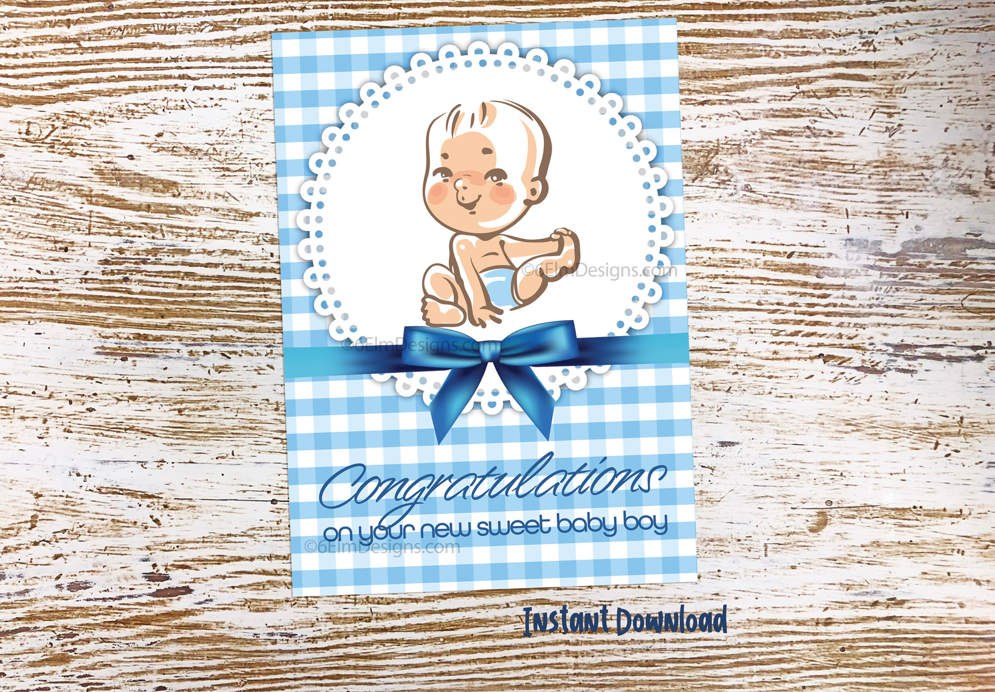Printable Baby Boy Greeting Card Congratulations New Baby Blue | Etsy