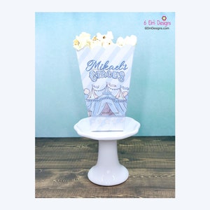 Pastel Blue Circus Popcorn Favor Boxes Carnival Birthday Party Carnival Popcorn Boxes Circus Popcorn Boxes Circus Theme Favors image 2