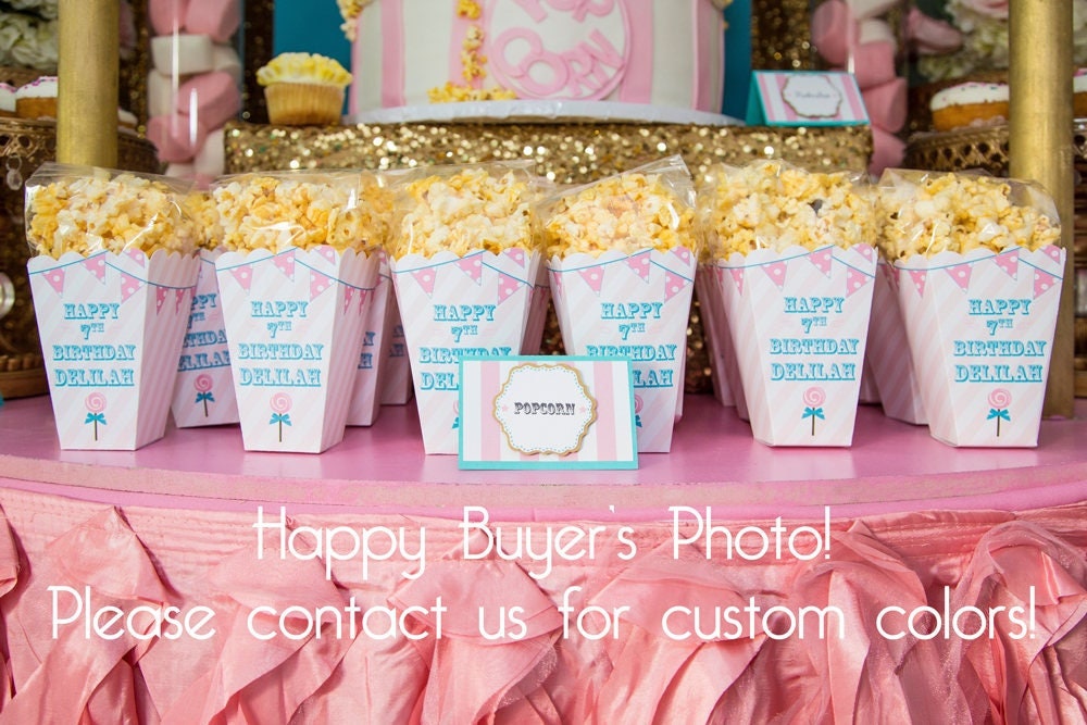 Carnival Popcorn Boxes | Girls Birthday Circus Theme Favors | Carnival Favors | Movie Night Popcorn Box | Carnival Theme Birthday | Bunting