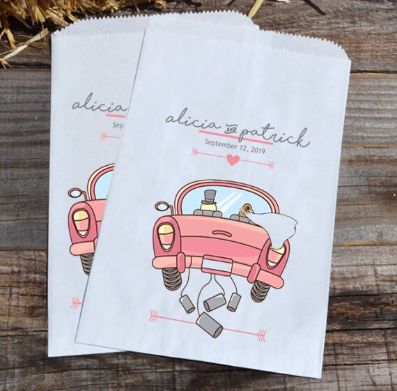 Wedding Candy Bags Just Married Car | Personalized Favor Bags | Bride and Groom Car Favor | Wedding Candy Bar Bags | Wedding Favor Bag Il_570xn