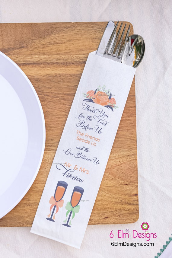 Thank You for the Food Wedding Birthday Anniversary Silverware Utensil Flatware Bags Silverware Pouches Il_570xn