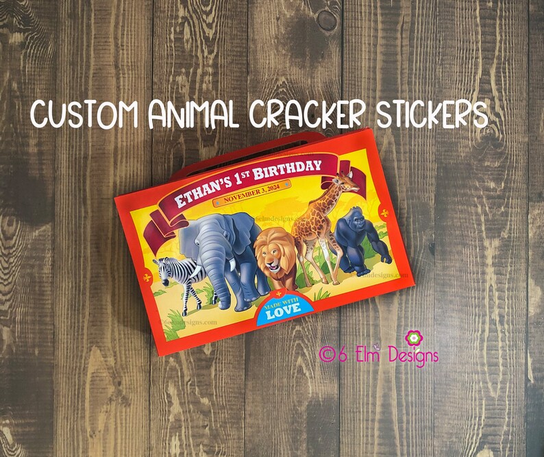 Animal Cracker Stickers Animal Cracker Labels Children's Etsy