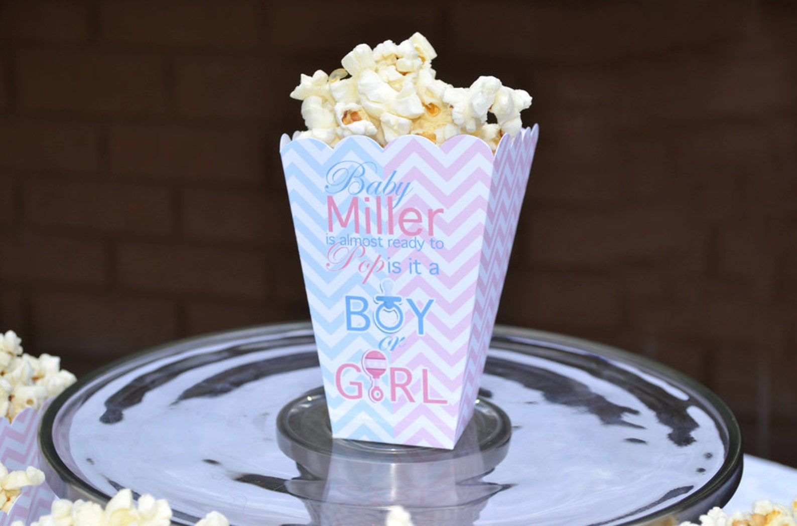 Gender Reveal Party Popcorn Boxes Baby Sex Unknown Shower Etsy