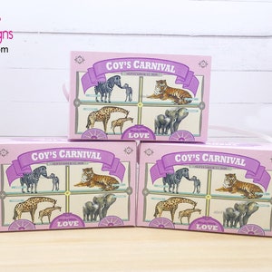 Pale Pink Animal Cracker Boxes, Animal Cookie Boxes, Pastel Pink and Purple, Girls Circus Party, Baby Circus Shower image 2
