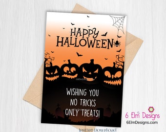 Instant Happy Halloween Greeting Card, Downloadable Halloween Card for a Kid, Print at home Halloween child Card