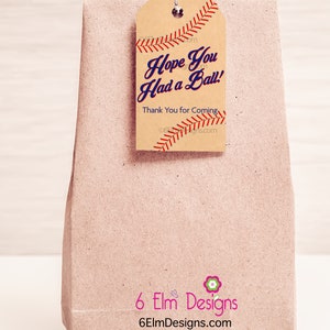 Hope You Had a Ball Digital Print at Home Tag, Baseball Birthday Goody ...