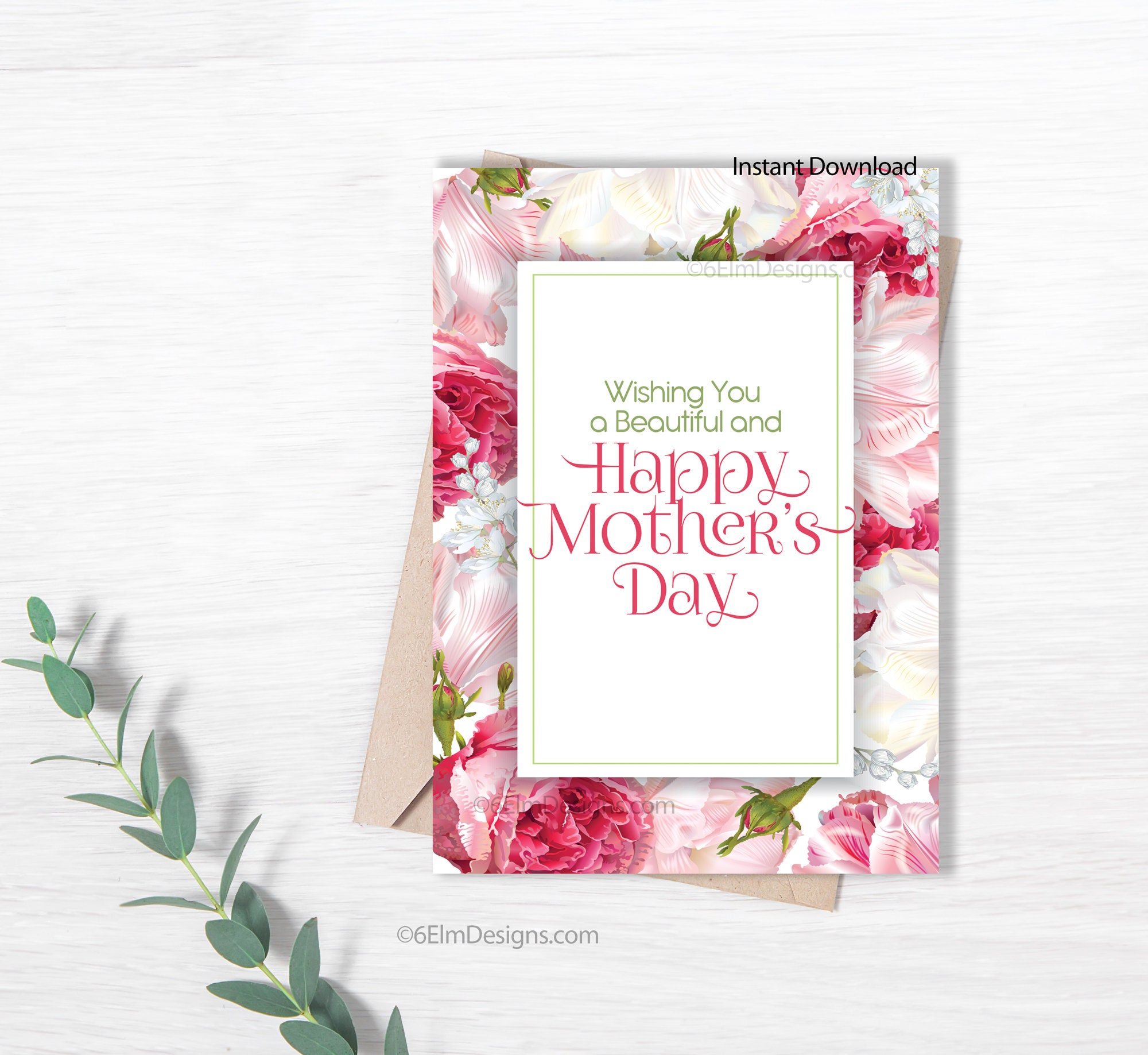 Floral Printable Mothers Day Card (PDF) - Etsy