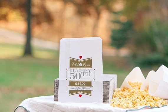 50th Anniversary Party Favor Bags | 50 Year Anniversary Favors | Gold Anniversary | Candy Bar Bags | Candy Buffet Bags | Personalized Bags Il_570xn