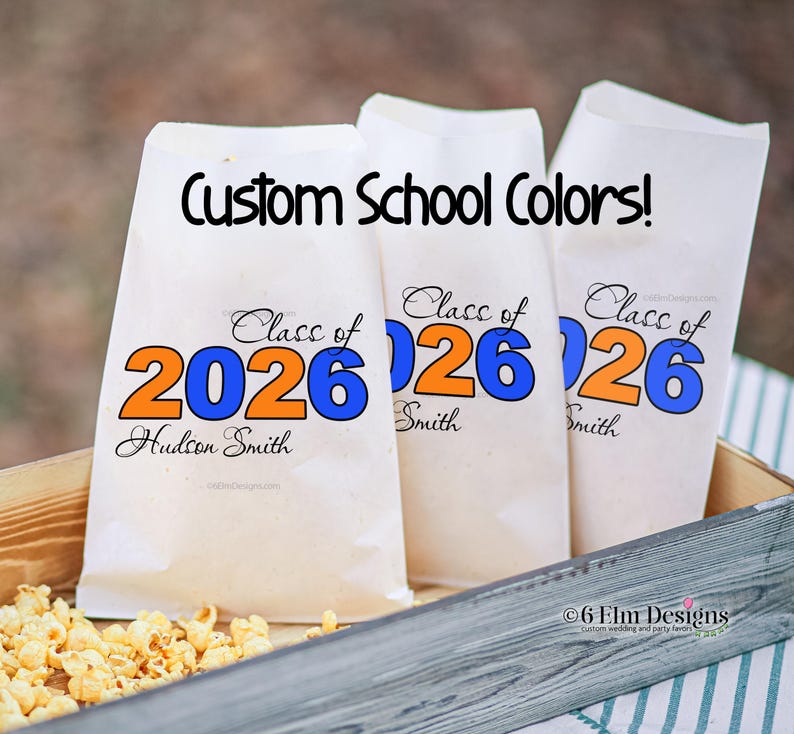 Class of 2026 Graduation Favor Bags • Personalized Candy or Popcorn ...