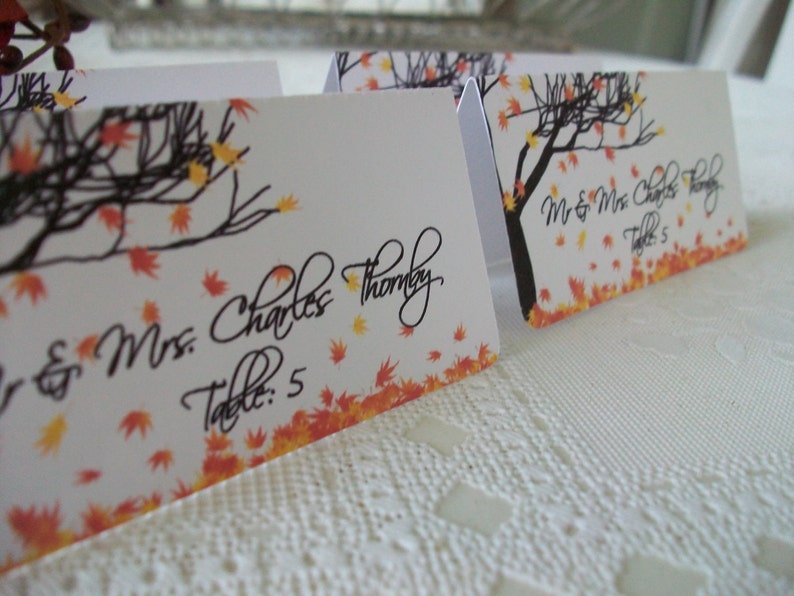 Fall Wedding Escort Cards Fall Leaves Place Cards Autumn Place Cards Halloween Wedding Fall Leaves Escort Cards Autumn Wedding