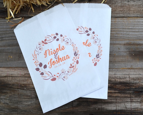 Wedding Candy Bags Fall Leaves Wreath Fall Wedding Favors Etsy
