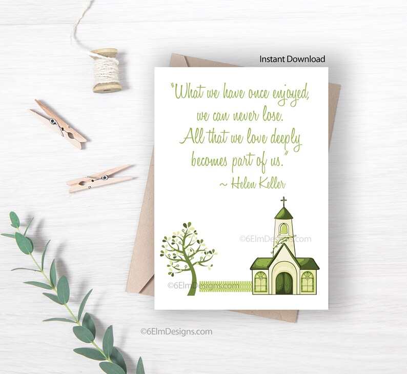 Printable Sympathy Card, Instant Download Sympathy Greeting Card Condolence Card, Helen Keller Quote image 6