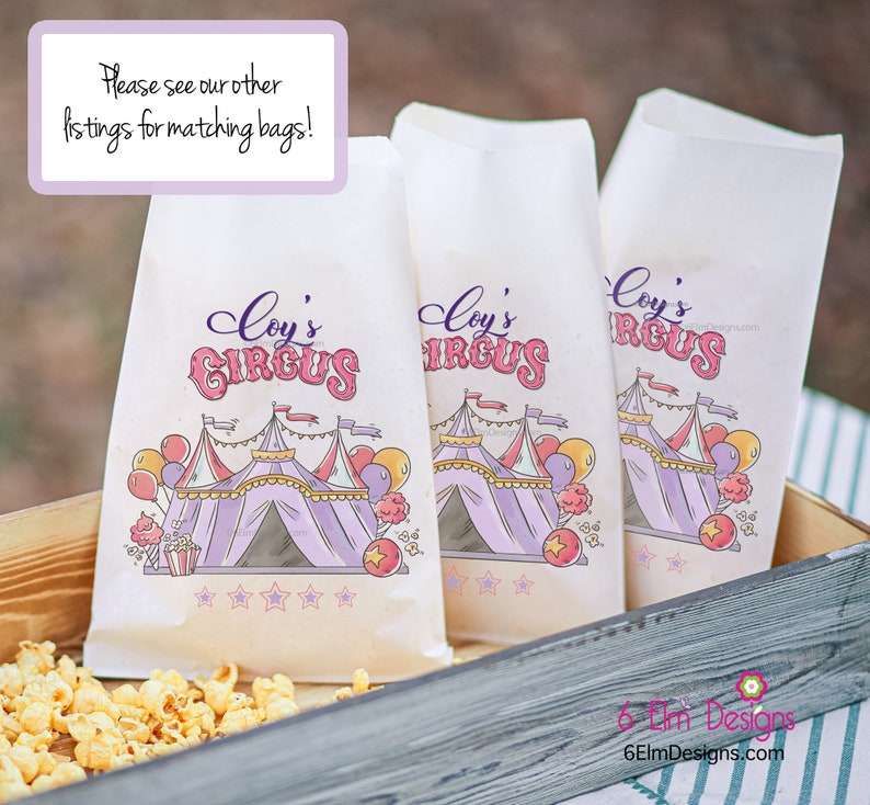 Pale Pink Animal Cracker Boxes, Animal Cookie Boxes, Pastel Pink and Purple, Girls Circus Party, Baby Circus Shower image 5