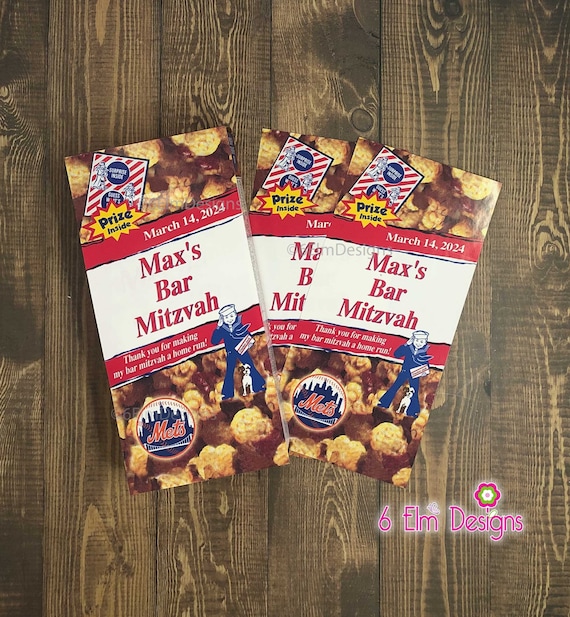 Cracker Jack Labels, Custom Cracker Jack Stickers for Bar Mitzvahs, Baseball Cracker Jacks, Bat