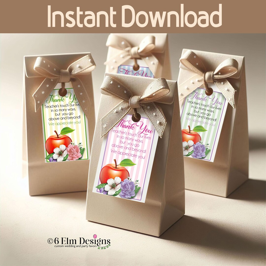 Pastel Teacher Appreciation Gift Tags: Printable PDF Download - Etsy