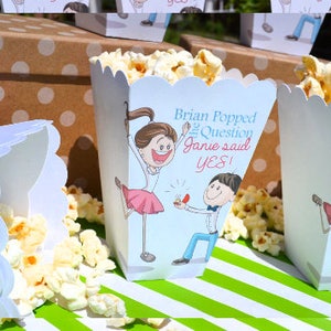 Popped the Question Popcorn Boxes | Kneeling Fiance Engagement Favor | Popcorn Box Favors | Popcorn Bar Personalized Favor Engagement Party image 4