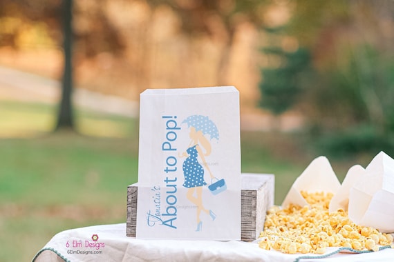 About to Pop Umbrella Girl Party Favor Bags | Baby Boy Shower Favors | Boy Favor Bags | About to Pop Favors | Baby Shower Favor Bags Il_570xn