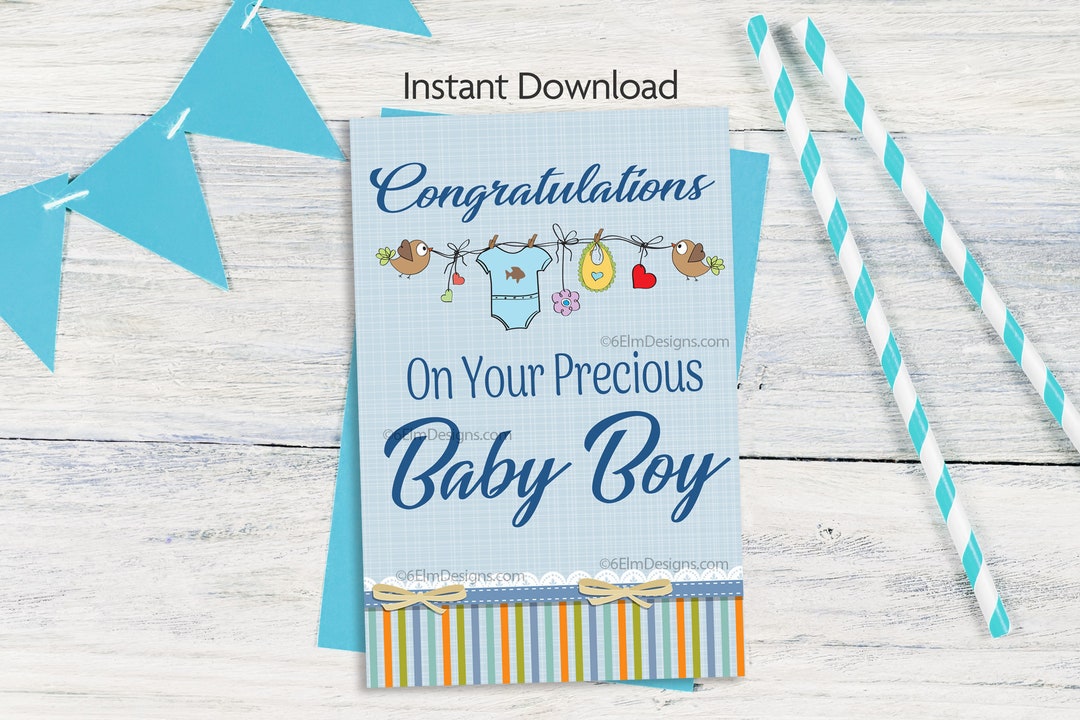 Buy Printable Baby Boy Greeting Card Congratulations New Baby Online in  India