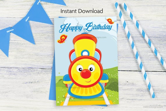 Printable Happy Birthday Train Boy Instant Download Little Boy Birthday Card Il_570xn
