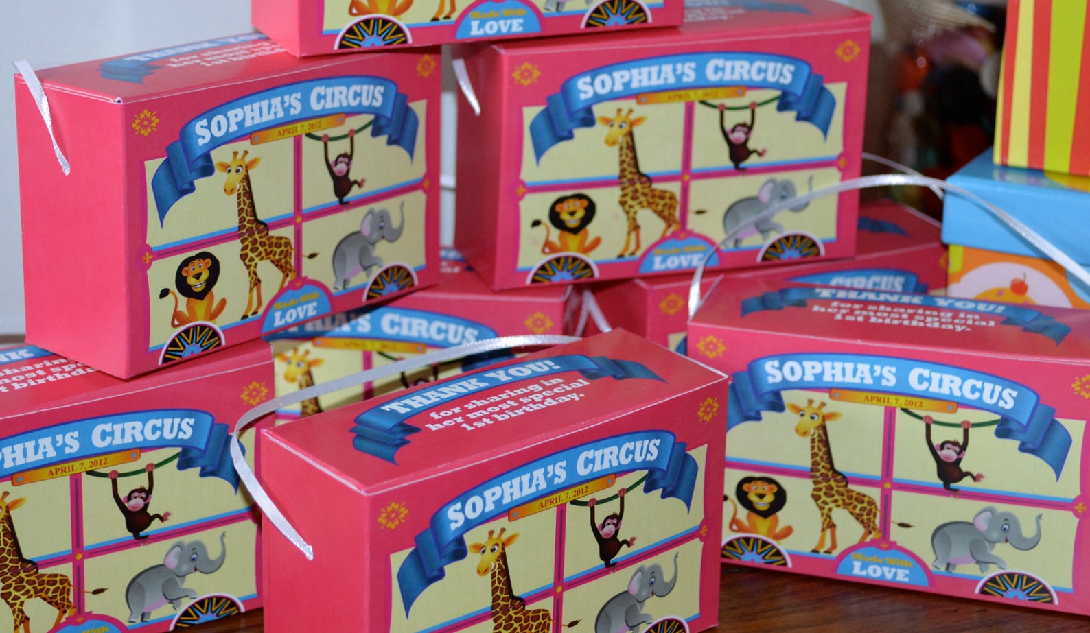 Pink Animal Cracker Boxes Carnival Theme Birthday Circus Etsy