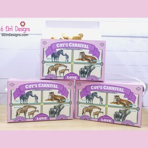 Pale Pink Animal Cracker Boxes, Animal Cookie Boxes, Pastel Pink and Purple, Girls Circus Party, Baby Circus Shower image 3