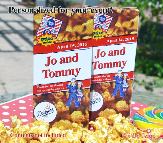 Personalized Cracker Jack Boxes for Baseball Wedding Favors by 6 Elm