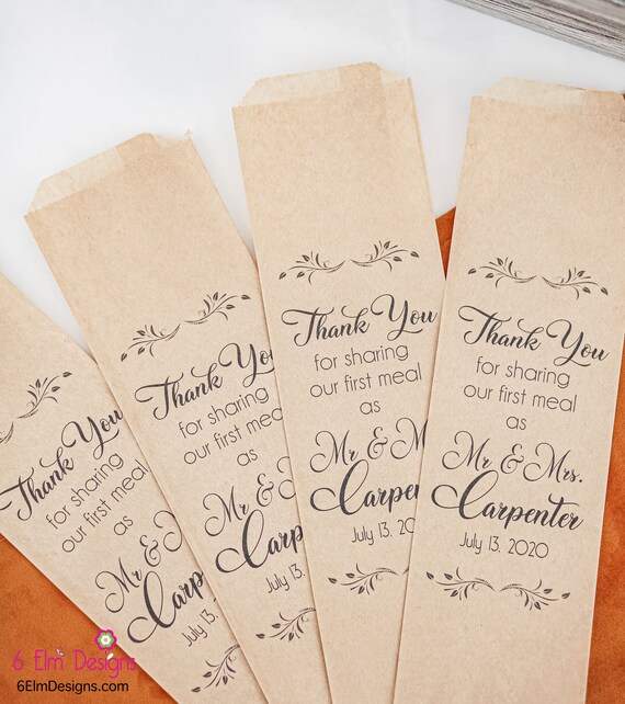 Thank You for Sharing Our First Meal Together Wedding Silverware Utensil Flatware Bags Il_570xn