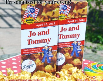 Baseball Wedding Favor Cracker Jack Boxes | Baseball Party | Baseball Wedding | Circus Theme Favor | Cracker Jacks | Personalized Wedding