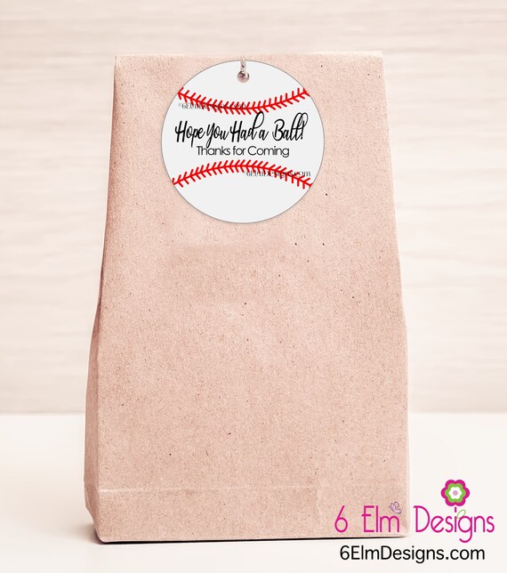 Hope You Had a Ball Baseball Shaped Digital Print at Home Tags, Baseball Birthday Goody Bag Tag