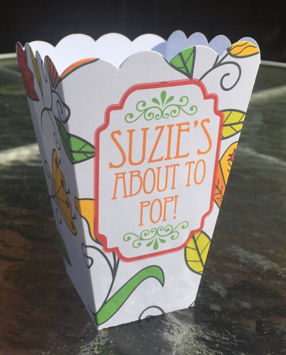 15 Personalized Flowered Popcorn Boxes About to Pop Baby Shower Favors Party Favor Popcorn Bar Garden Shower Fall Shower Il_570xn