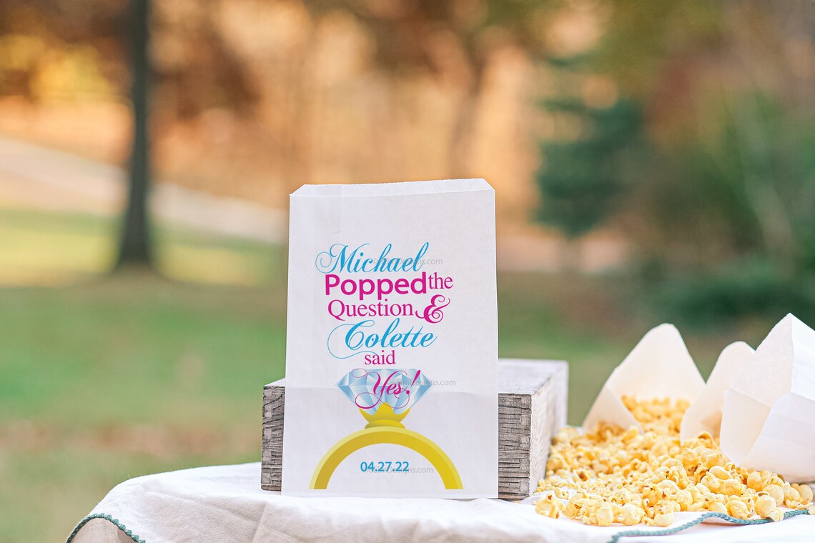 Popped the Question Party Favor Bags, Engagement Party Candy Bags ...