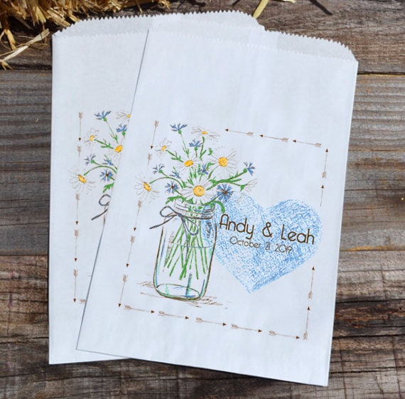 Wedding Candy Bags Mason Jars with Daisy | Wedding Favor Bags | Candy Bar Bags | Rustic Wedding Favor Bags | Country | Wedding Candy Bar Il_570xn