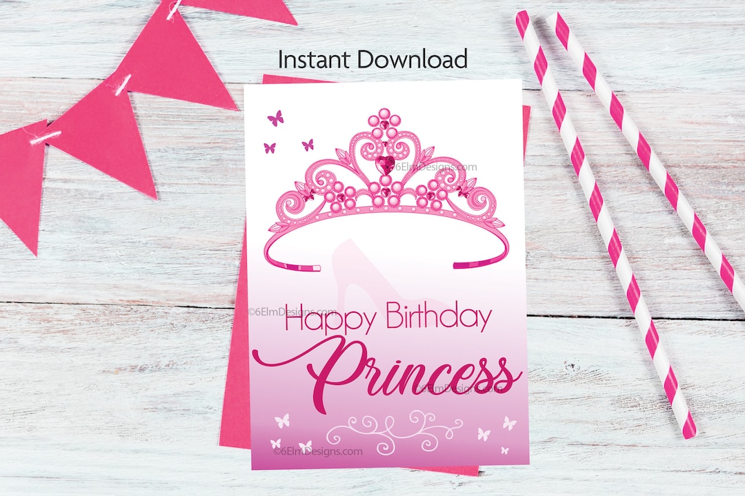 Printable Happy Birthday Princess Greeting Card Tiara Pink, Granddaughter Birthday, Little Girl Birthday Card - Etsy printable-happy-birthday-princess-greeting-card-tiara-pink-granddaughter-birthday-little-girl-birthday-card-etsy