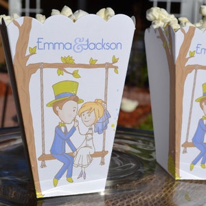 Wedding Popcorn Box Bride & Groom in Tree Swing