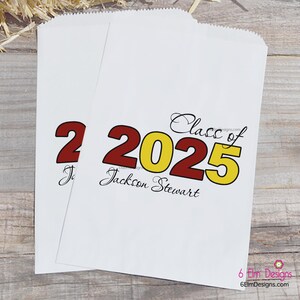 Class of 2025 Graduation Party Personalized Favor Bags for Candy or Popcorn Bars, Cookie Buffet Bags